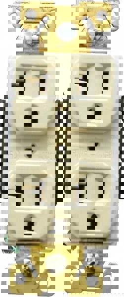 Straight Blade Duplex Receptacle: NEMA 5-20R, 20 Amps, Self-Grounding